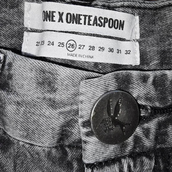 One X OneTeaspoon Society Legend Denim Jeans Grey Society Size 26 - Picture 11 of 13